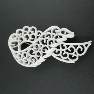 White Ribbon Loop Brooch by Monet 60s Vintage